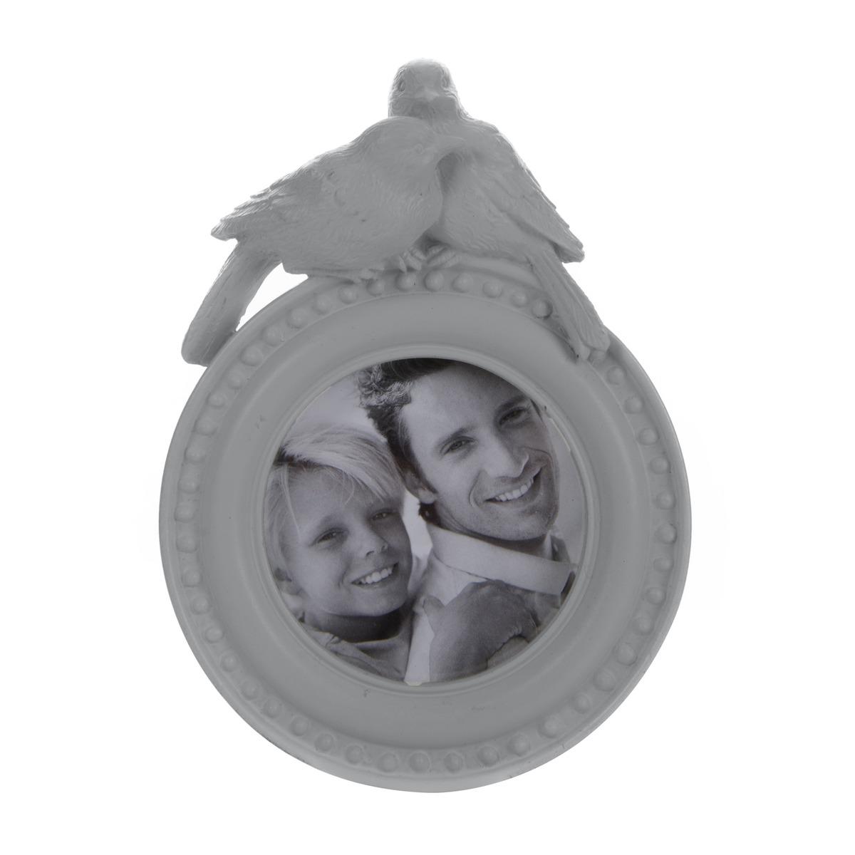 Porte-photo rond Birdy - 19,5 x 15 cm - Gris clair