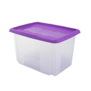 Lot de 2 Box de rangement en plastique avec couvercle + 1 gratuit - 30 L - 45 x 35 x H 35 cm - Bleu, Vert, Violet