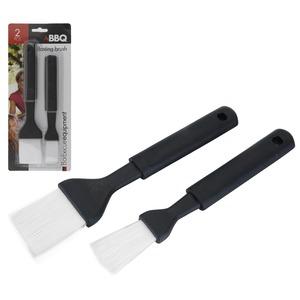 Lot de 2 pinceaux de cuisine - 12 cm - Blanc, noir