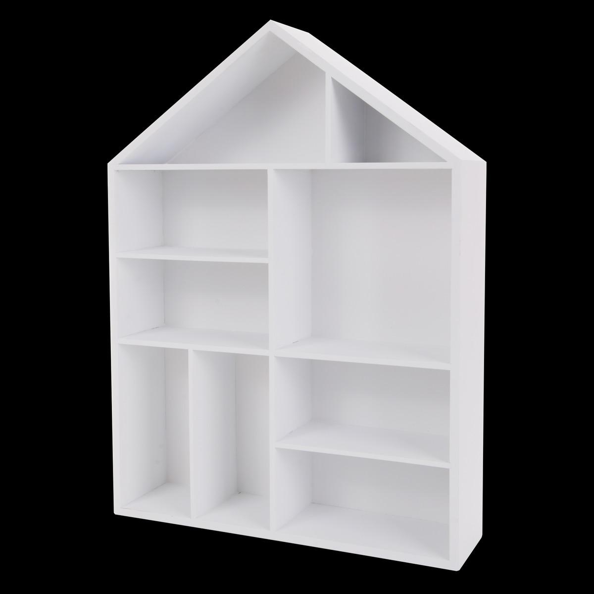 Étagère murale maison en bois - 40 x 10 x H 54 cm - Blanc