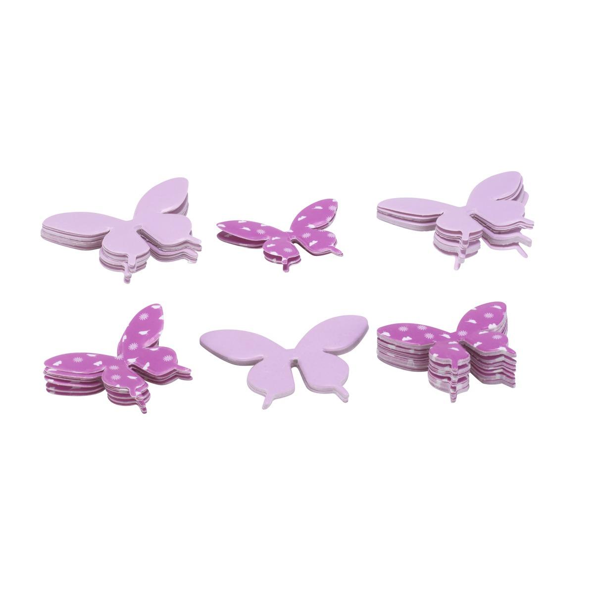 Lot de 80 confettis papillons décoratifs - 9 x 9 x 3,5 cm - Différents coloris