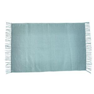 Tapis à franges en coton - 60 x 90 cm - Bleu clair