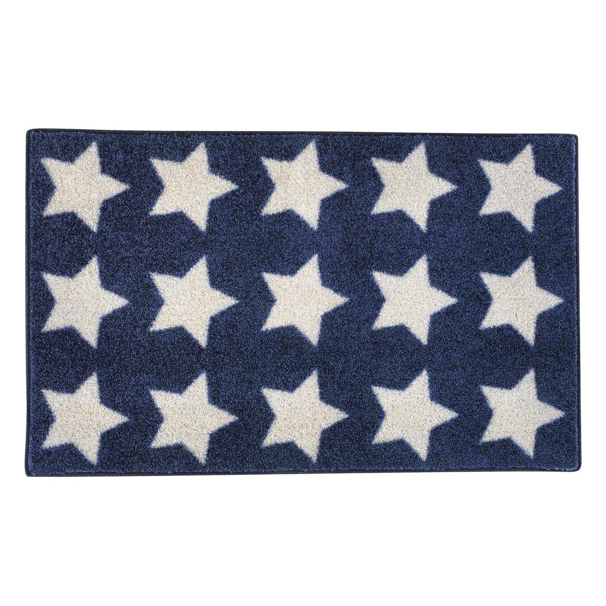 Tapis étoile - 50 x 80 cm - Beige, bleu