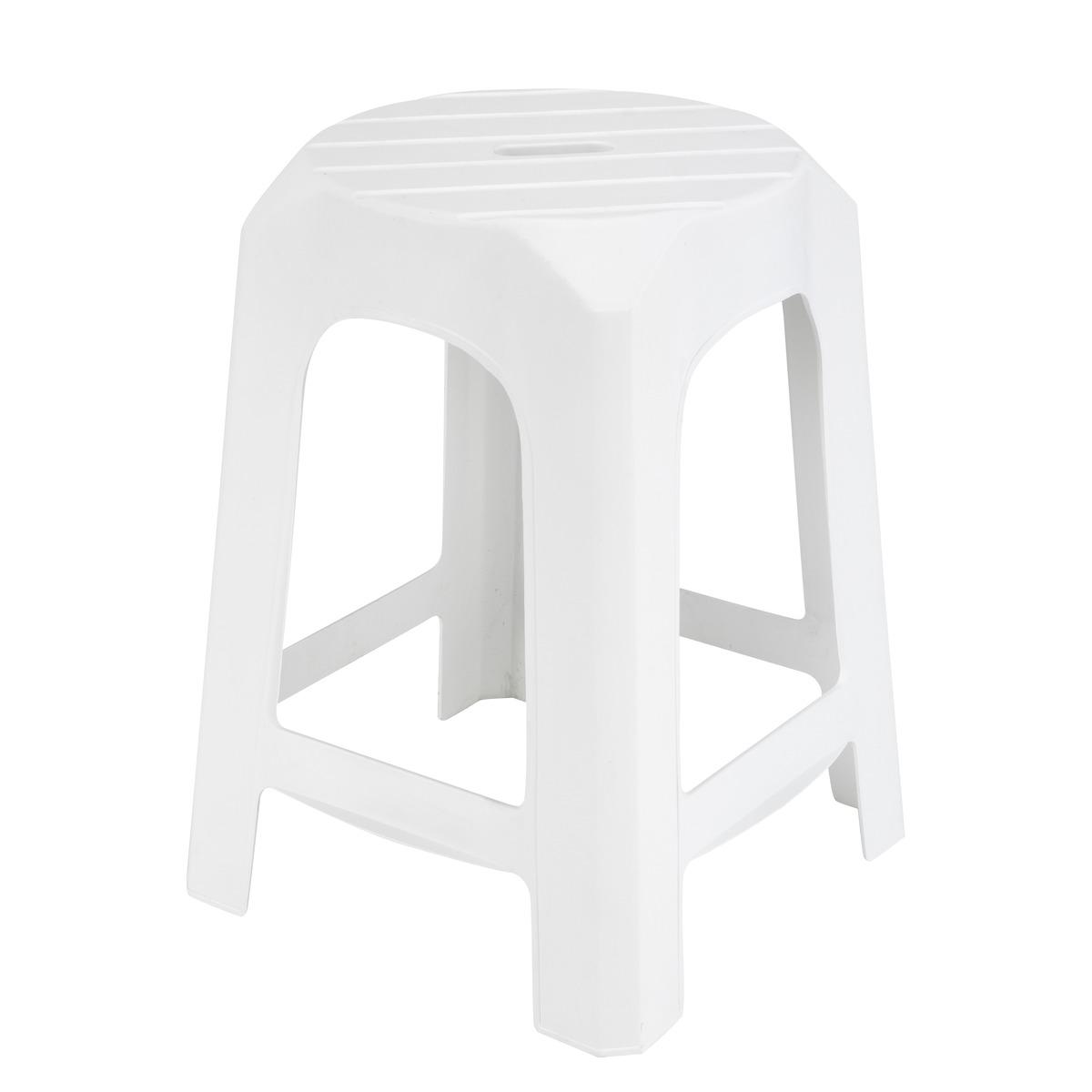 Tabouret en plastique - 35 x 35 x H 46 cm - Blanc