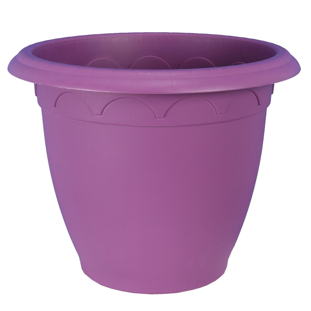 Pot en plastique rond - Diamètre 49 x H 39,5 cm - Violet prune