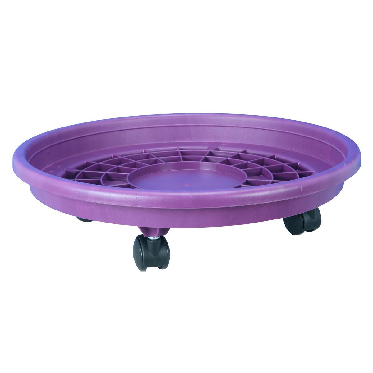 Soucoupe en plastique à roulettes - Diamètre 40 x H 7,5 cm - Violet prune