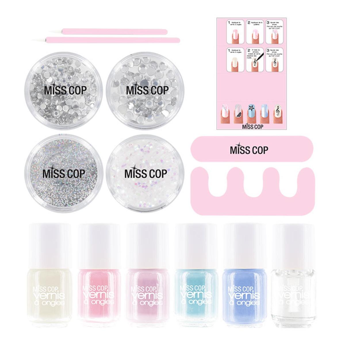 Coffret à ongles thème pastel - 15 pièces - Multicolore