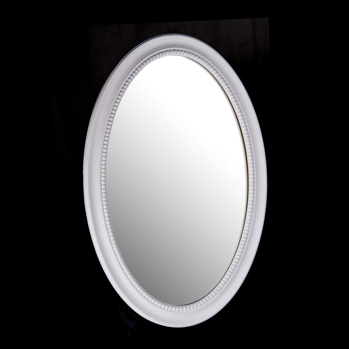 Miroir oval classique - 59 x 39 x 1,5 cm - Blanc