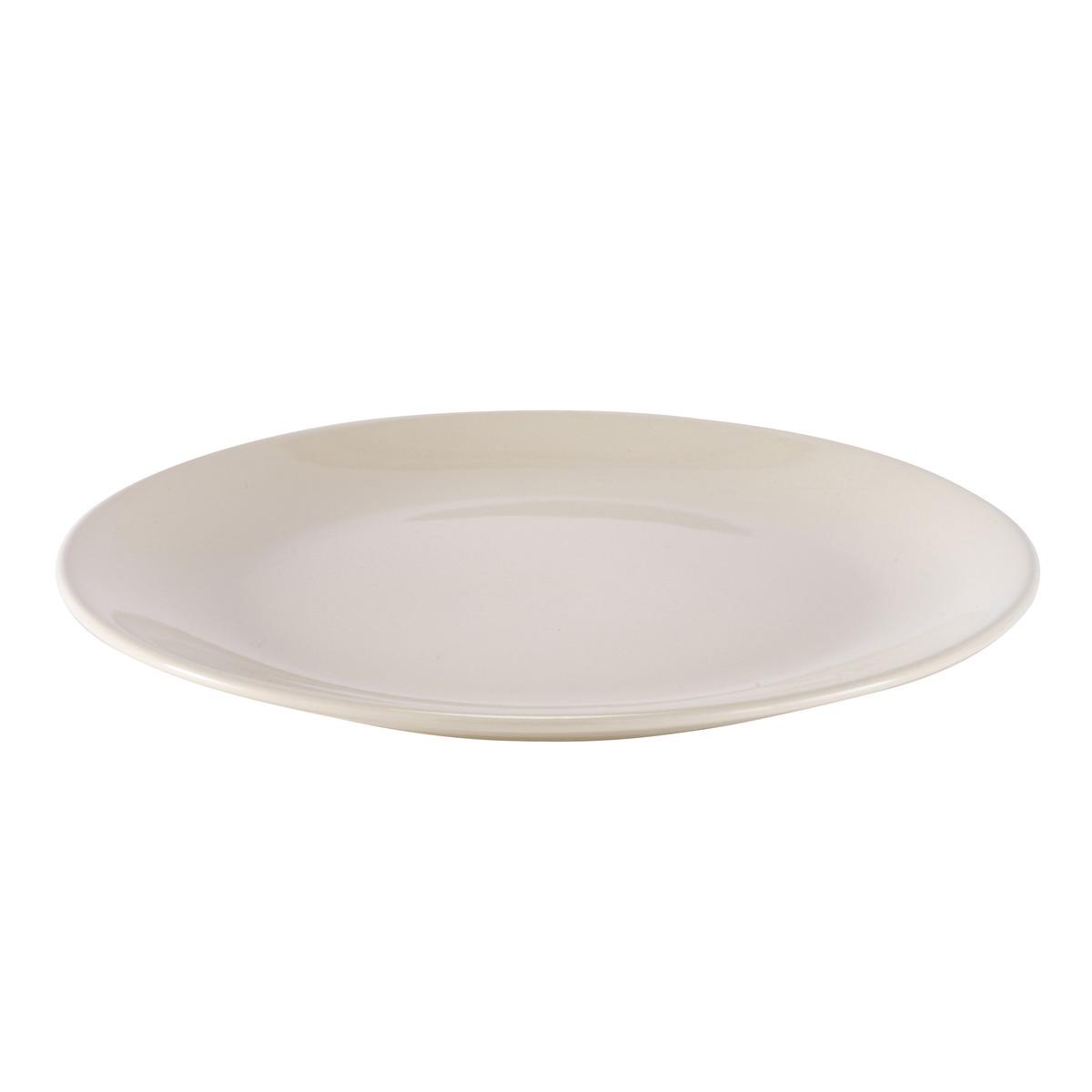 Assiette plate forme calotte en faïence - Diamètre 26 cm - beige crème