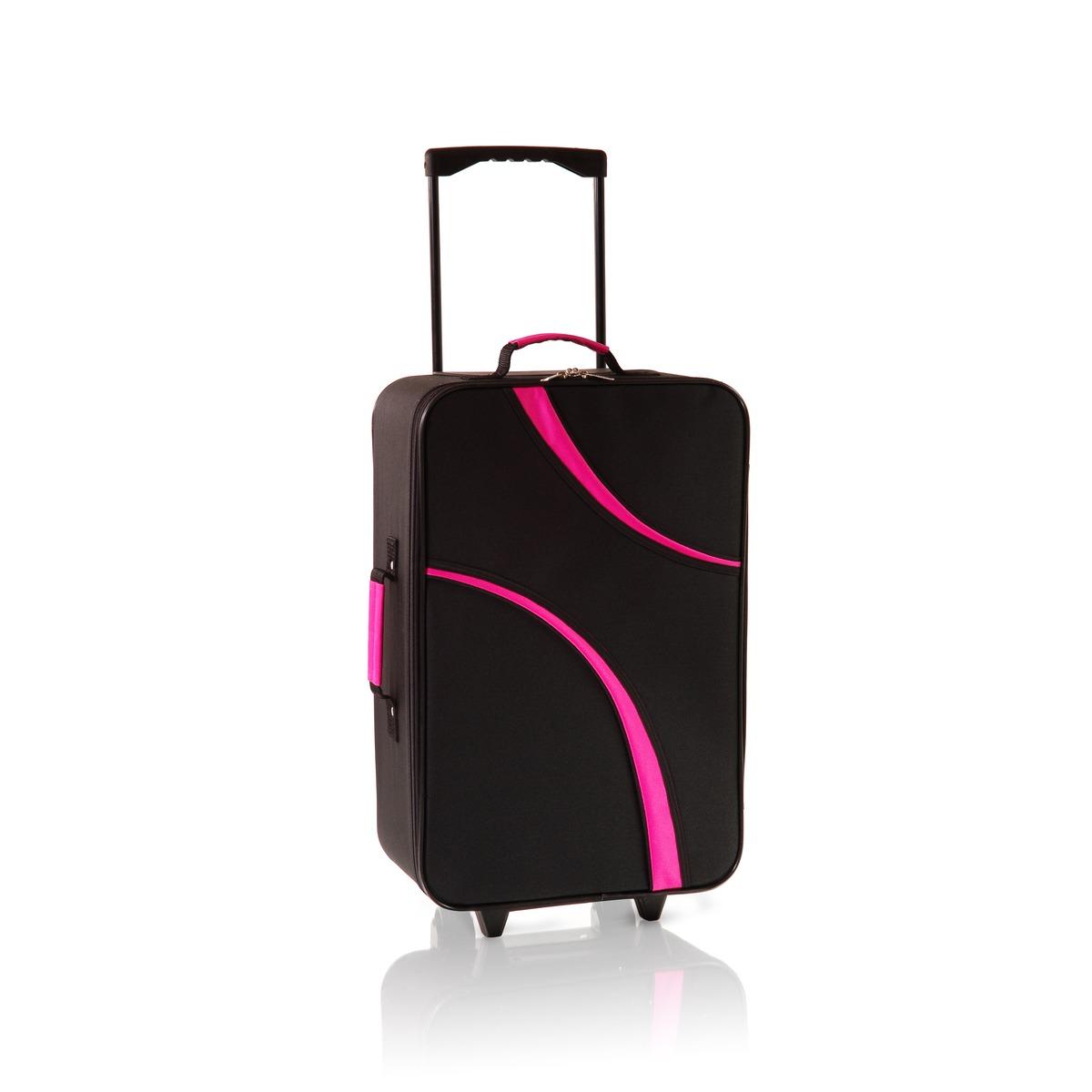 Trolley - 70 x 41 x 22 cm - Noir et Rose fluo