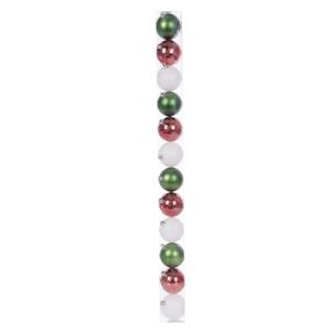 Lot de 12 boules mat / paillettes / éclat - Diamètre 6 cm - Blanc, Vert, Rouge