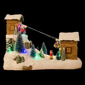 Village de Noël led téléphérique - 31 x 16,5 x H 21 cm - Multicolore