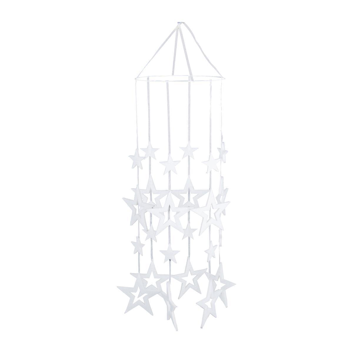 Carillon étoiles - Polyester - 26 x 26 x H 60 cm - Blanc