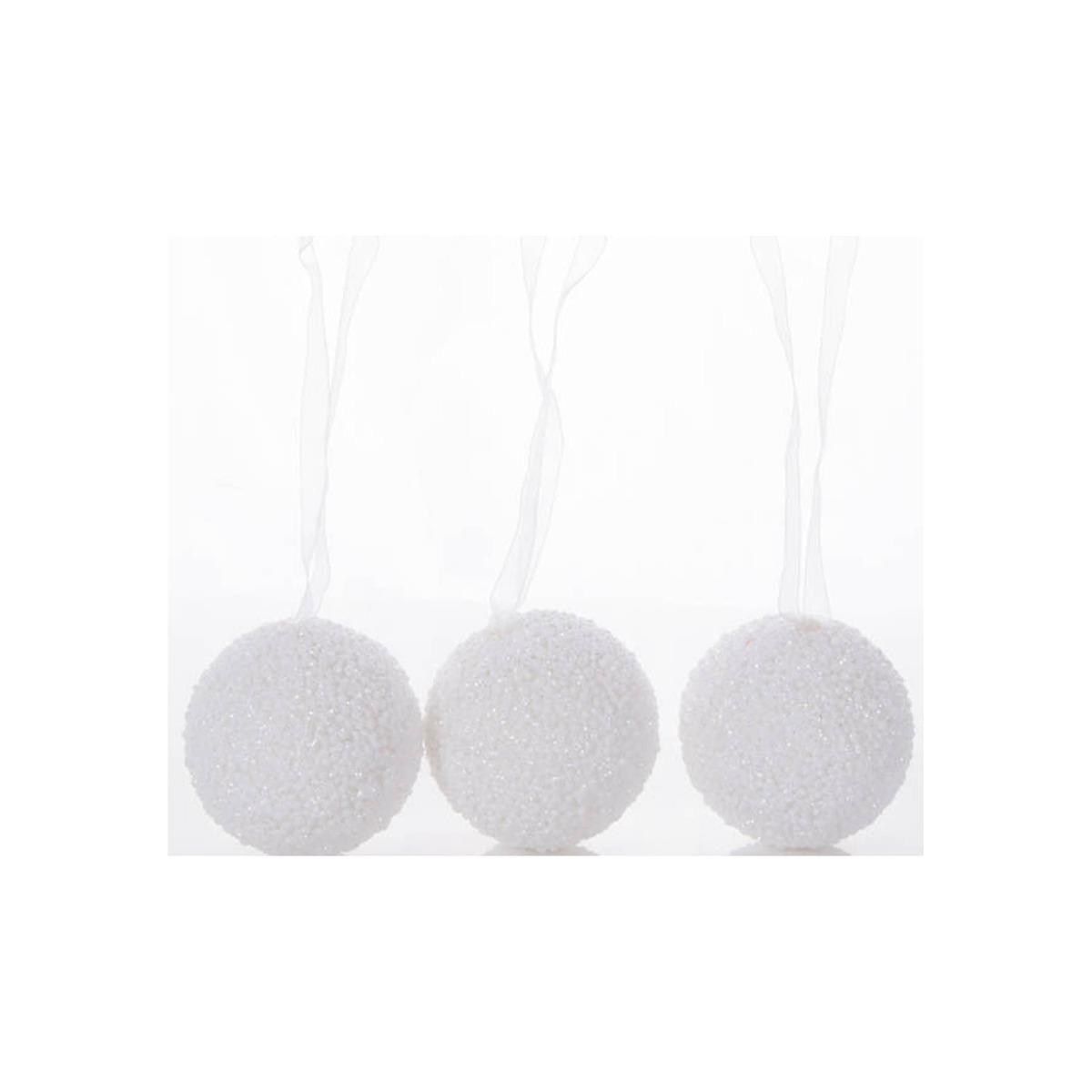 Lot de 3 boules de neige - Diamètre 6 cm - Blanc