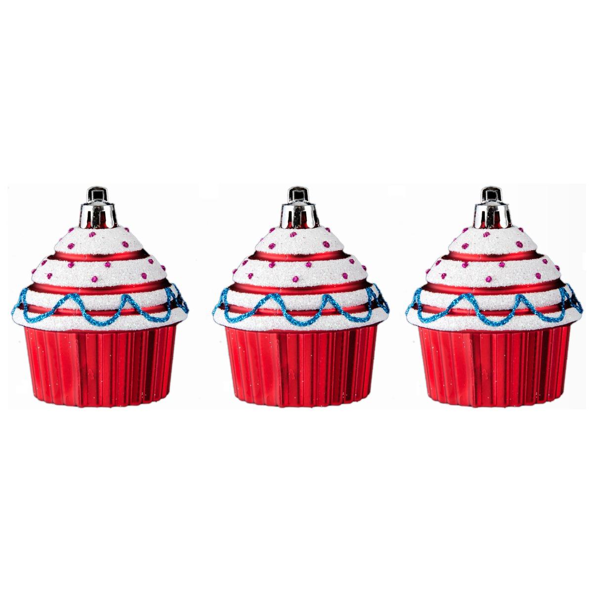 Lot de 3 suspensions cakes happy - 6 cm - Différents coloris