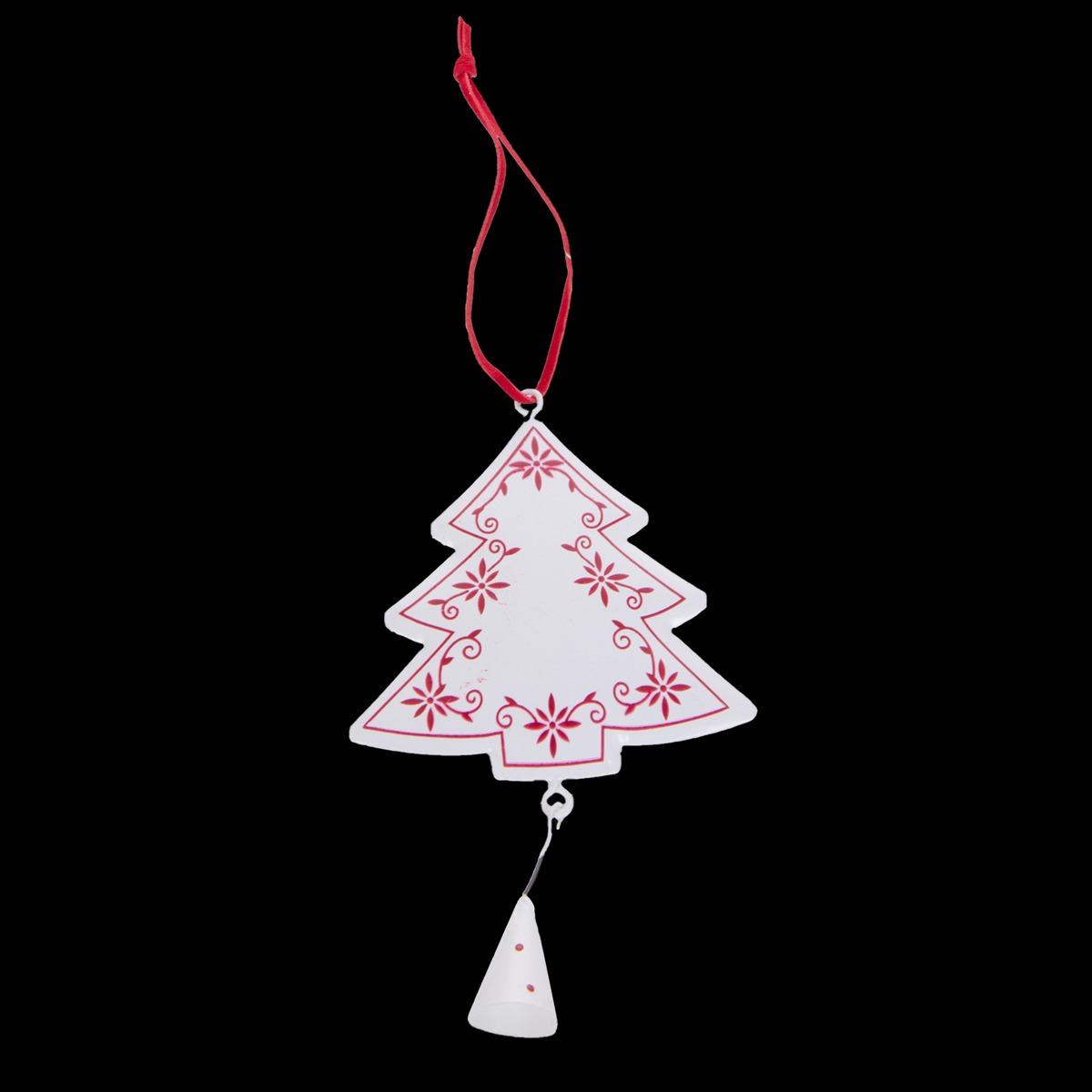 Suspension déco sapin - 8,5 x 8,5 cm - Rouge, blanc