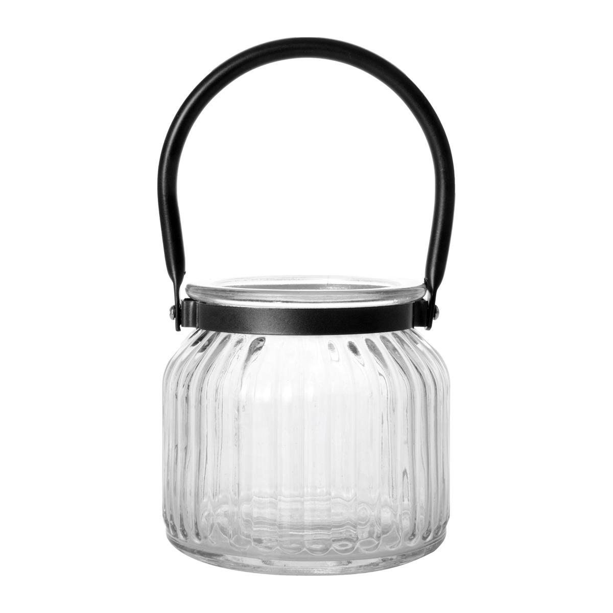 Pot en verre avec poignée - 11 x 11 x 10 cm - Transparent