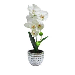 Pot argenté d'orchidées - Diamètre 13 x H 44 cm - Différents modèles