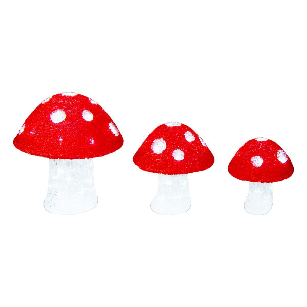 3 champignons électriques 60 led - Blanc et rouge