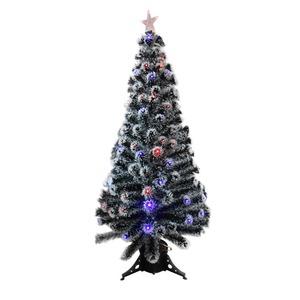 Sapin lumineux fibre optique - 93 LED - Hauteur 90 cm - Violet, Blanc