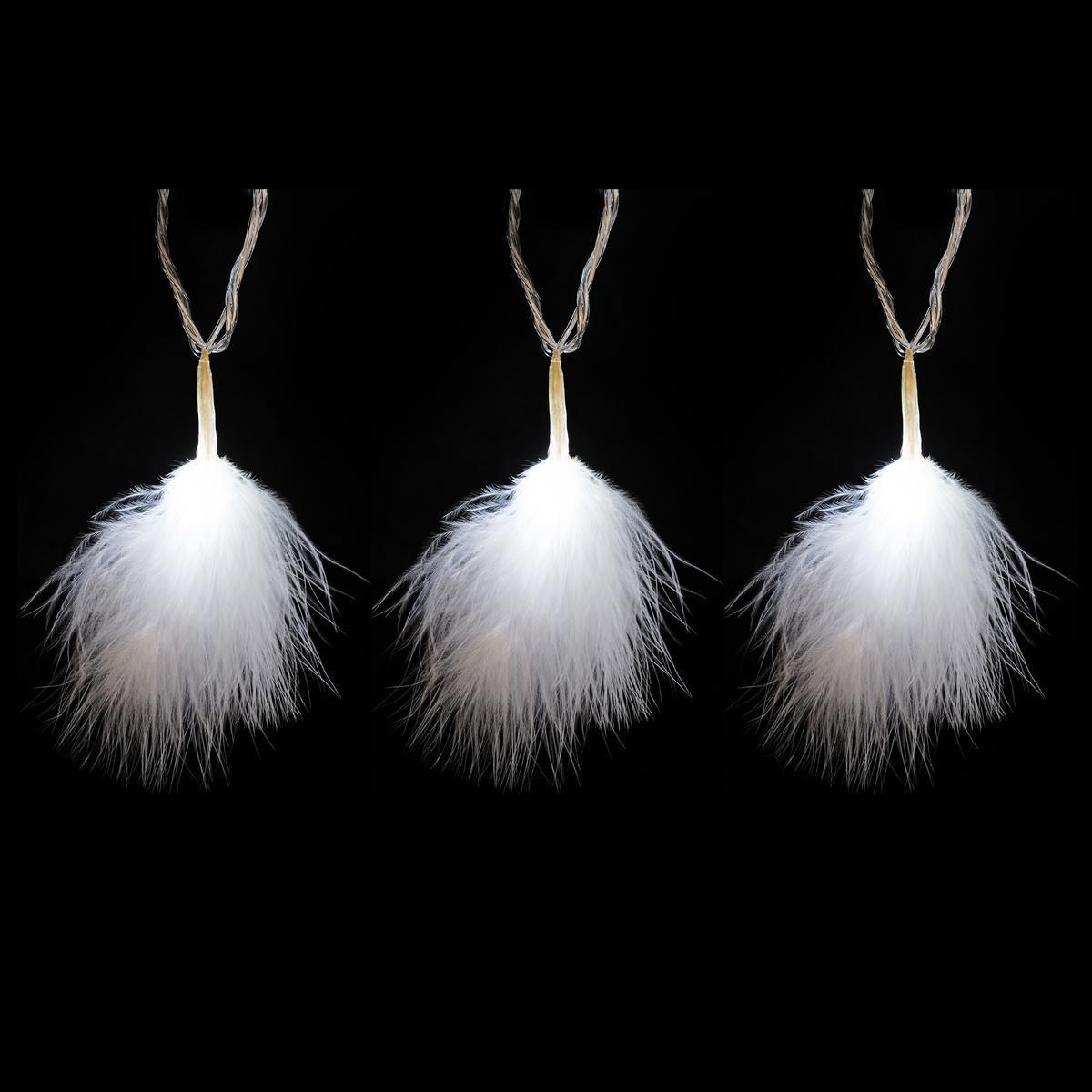 Guirlande électrique à plumes 40 LEDs - 390 + 300 cm - Blanc