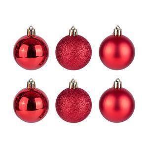 6 boules de Noël - Plastique - Ø 6 cm - Rouge