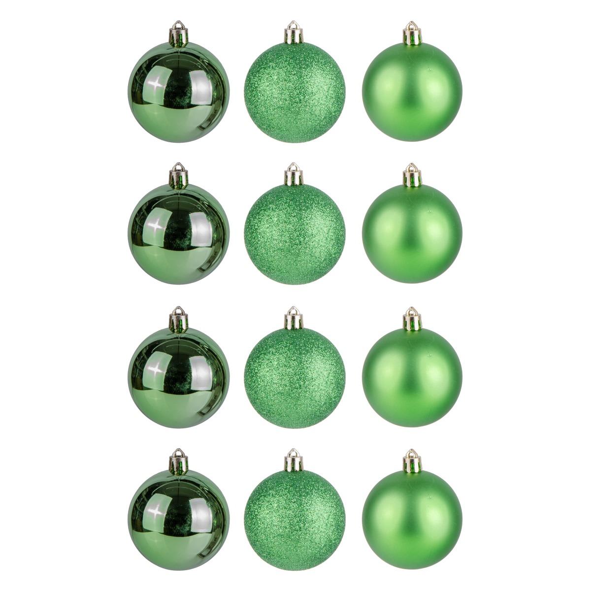 Lot de 12 boules - Diamètre 5 cm - Vert citron