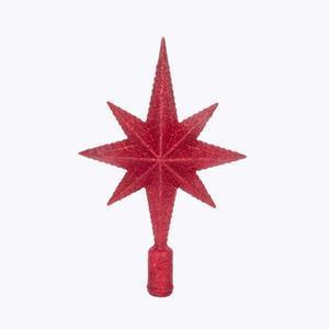 Cimier étoile pailleté - Plastique - H 20 cm - Rouge