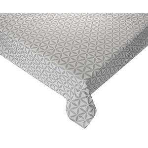 Nappe rosace en coton - 140 x 250 cm - Blanc, Gris argenté