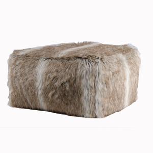 Pouf fausse fourrure - 50 x 50 x 30 cm - Marron