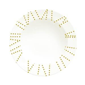 Assiette à dessert motif pointillés - Diamètre 19 cm - Blanc, Jaune doré