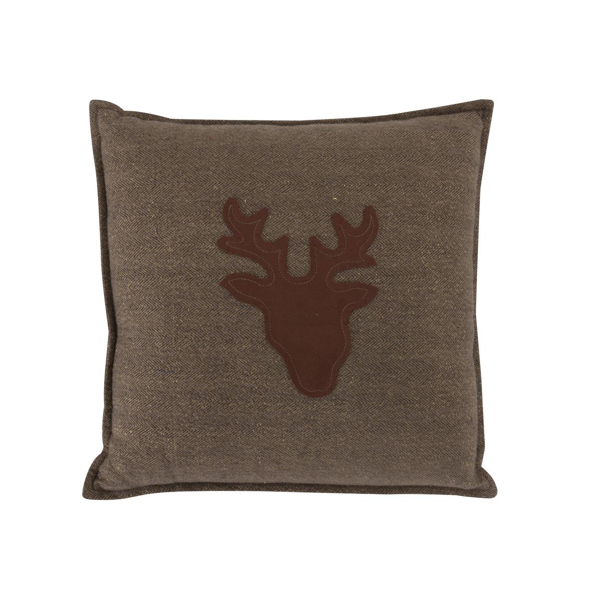 Housse de coussin modèle cerf - 40 x 40 cm - Marron