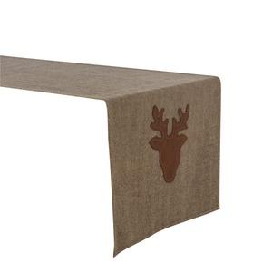 Chemin de table motif cerf - 40 x 150 cm - Marron