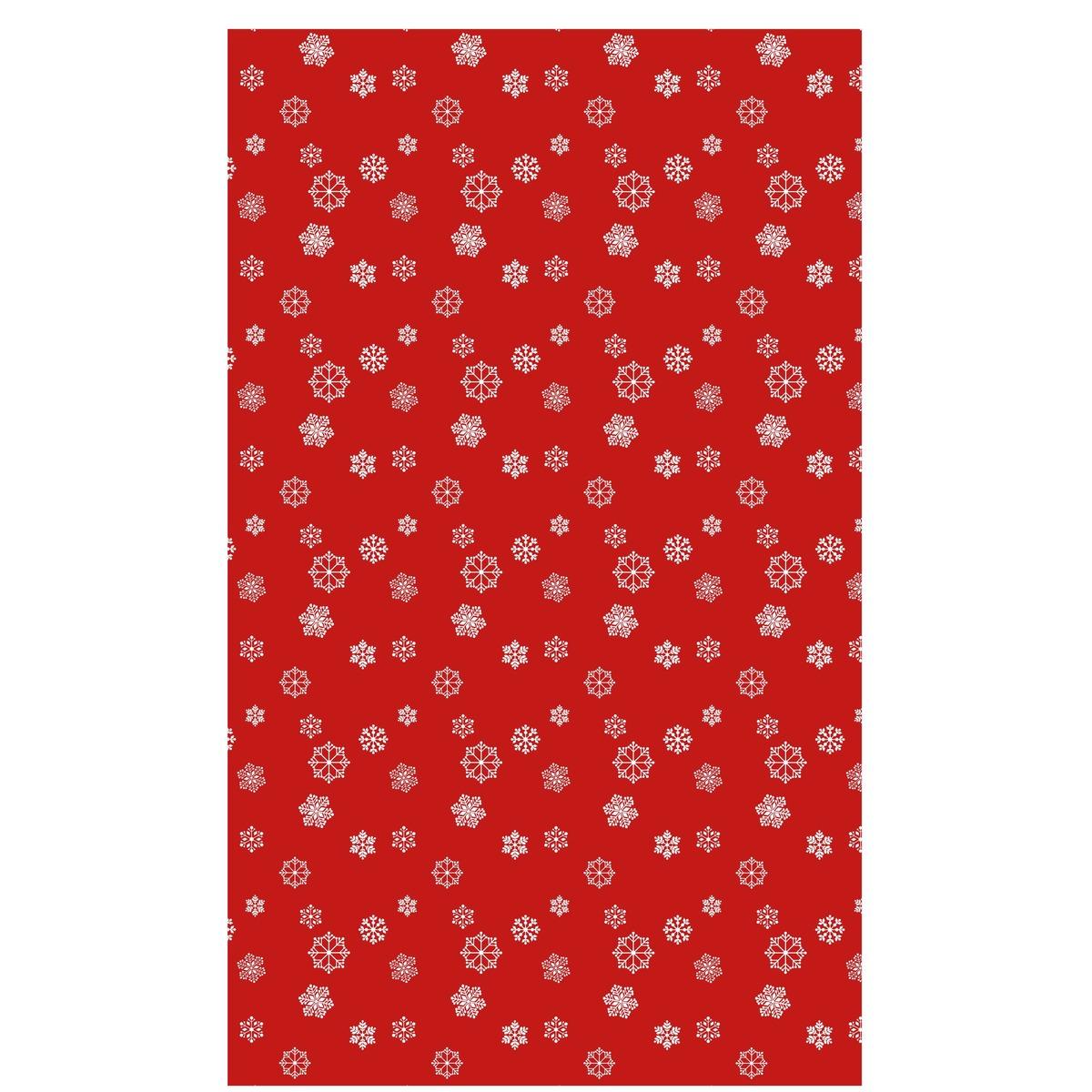 Nappe en coton motif coton - 150 x 250 cm - Rouge