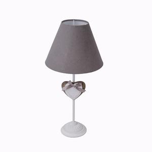 Lampe en bois modèle cœur - 23 x 23 x H 45 cm - Gris, Blanc