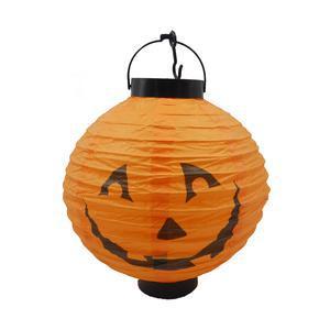 Lanterne à LED Halloween en papier et polypropylène - 20 cm - Orange ou violet