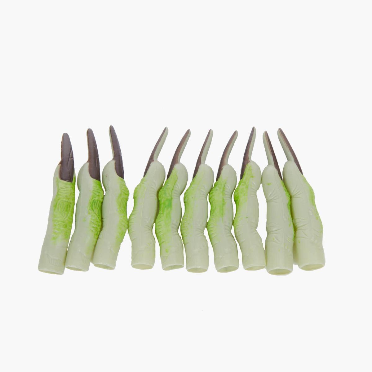 Lot de 10 doigts de zombi - 13 cm - Vert