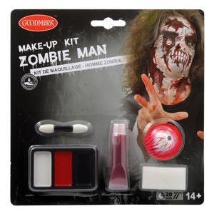 Kit de maquillage zombie pour homme - Rouge, noir, blanc
