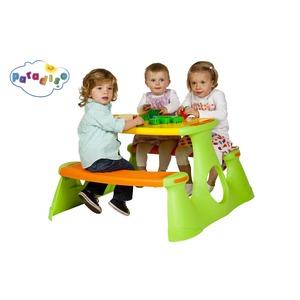 Table de pique-nique pour 4 enfants - 85,5 x 89,5 x 48,5 cm - Vert, jaune