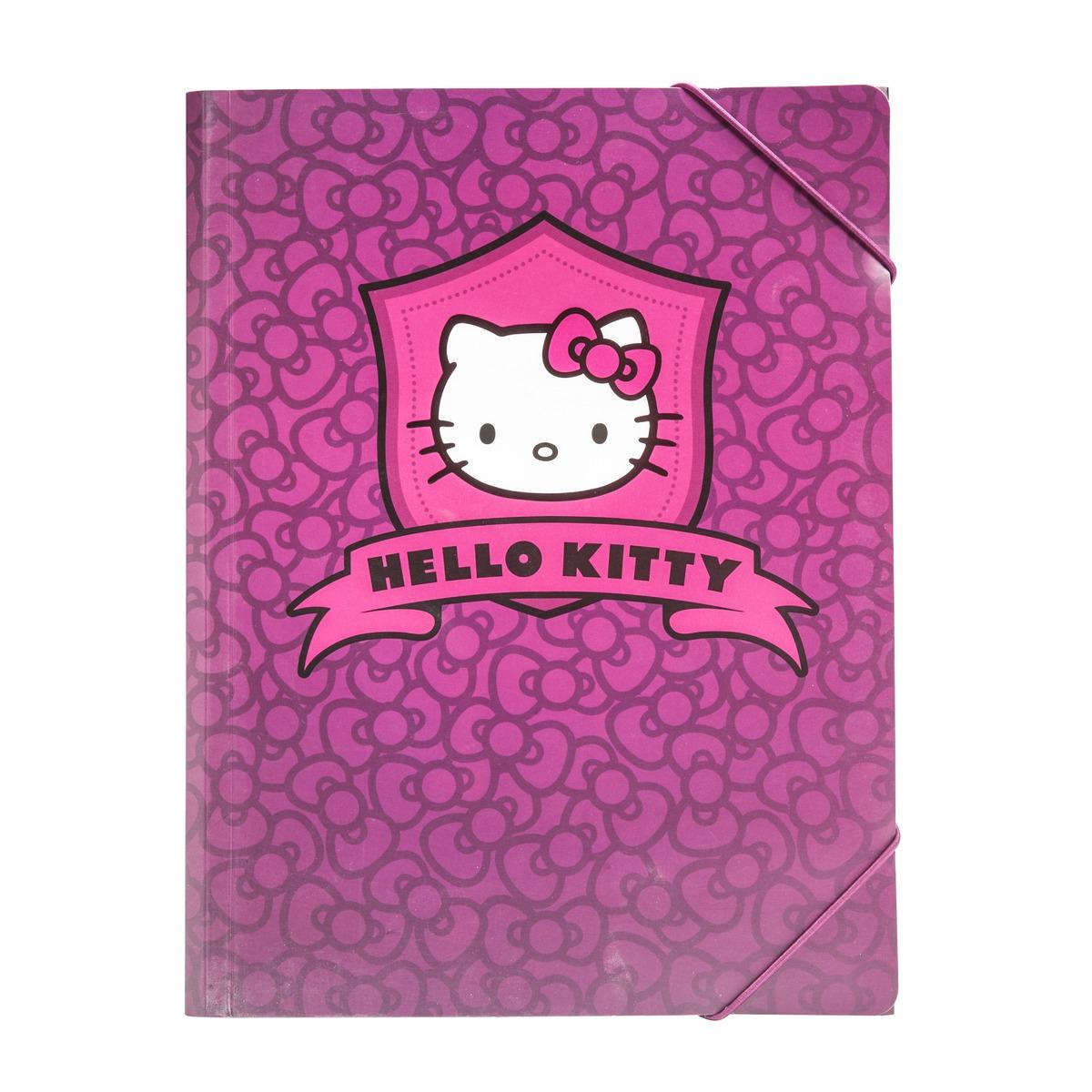 Chemise à élastiques A4 Hello Kitty - 21 x 29,7 cm - Rose