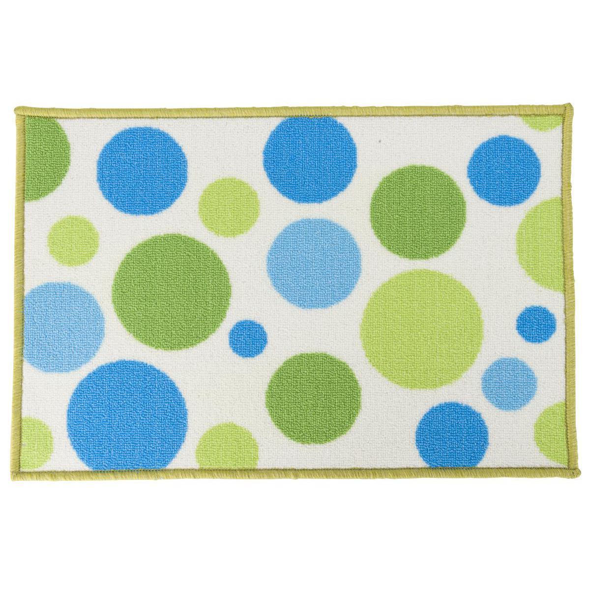 Tapis décor Bubble Circle - Caoutchouc et nylon - 40 x 60 cm - Vert, bleu et blanc