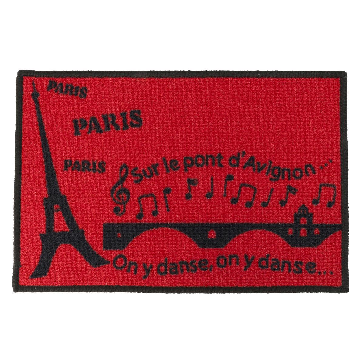 Tapis décor Paris - 60 x 40 cm - Noir, rouge