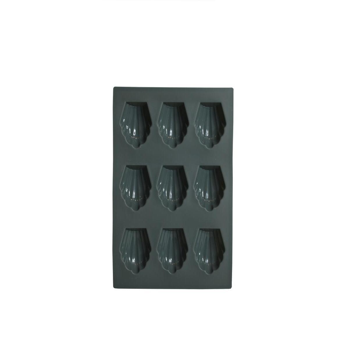 Plaque pour 9 madeleines en silicone - L 29 x H 1.6 x l 17 cm - Différents coloris - Rouge ou gris
