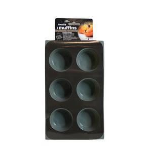 Plaque pour 6 muffins en silicone - L 28.5 x H 3.6 x l 16.8 cm - Différents coloris - Rouge ou gris
