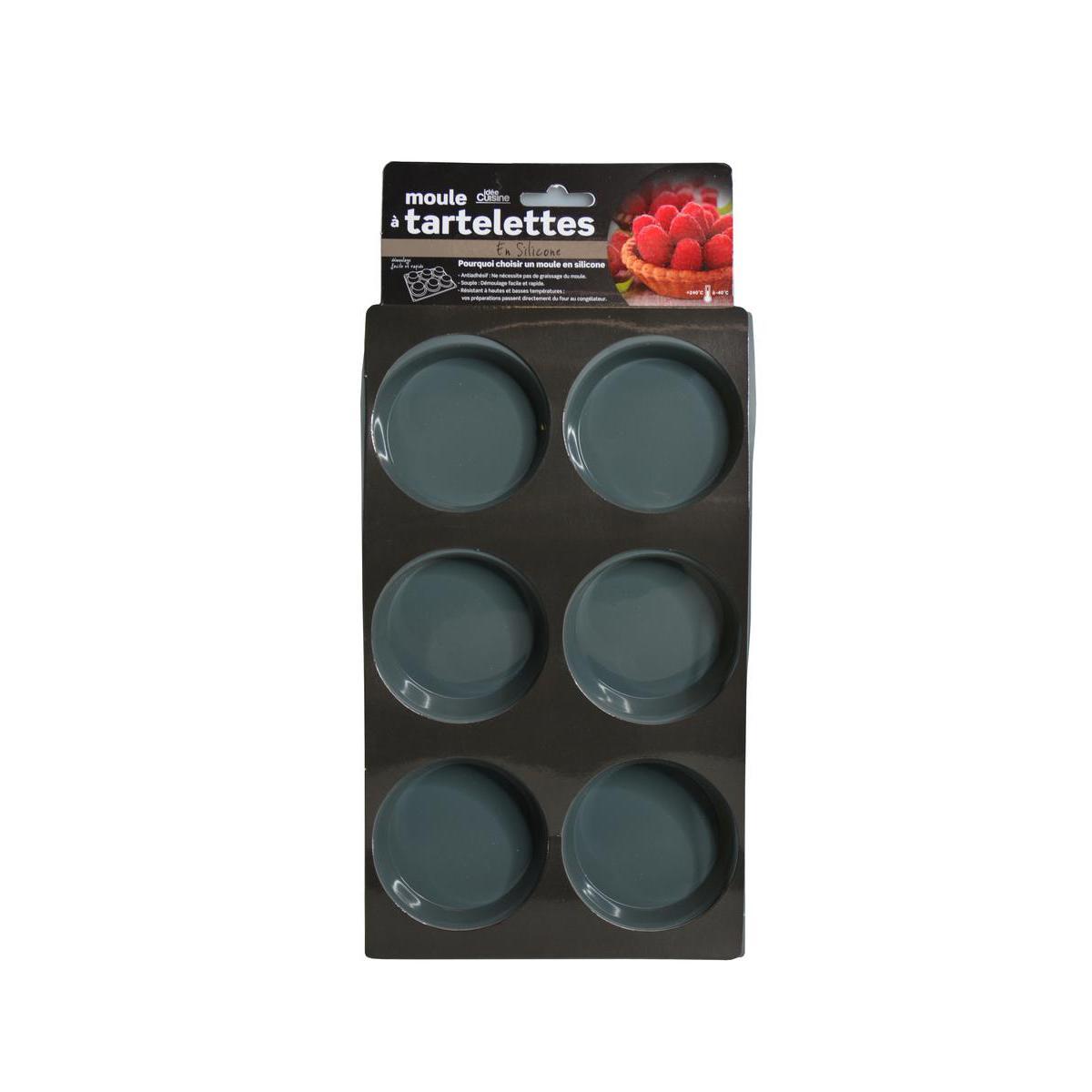 Plaque pour 6 tartelettes en silicone - L 29 x H 1.9 x l 17 cm - Différents coloris - Rouge ou gris