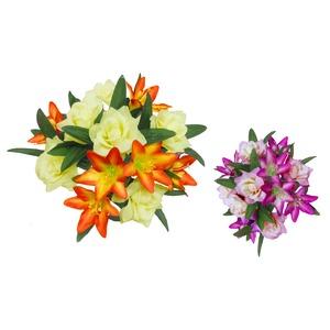 Bouquet roses + lys - Hauteur 27 cm - Différents modèles