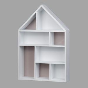 Étagère en forme de maison - 30 x 8,3 x H 45 cm - Blanc, Gris