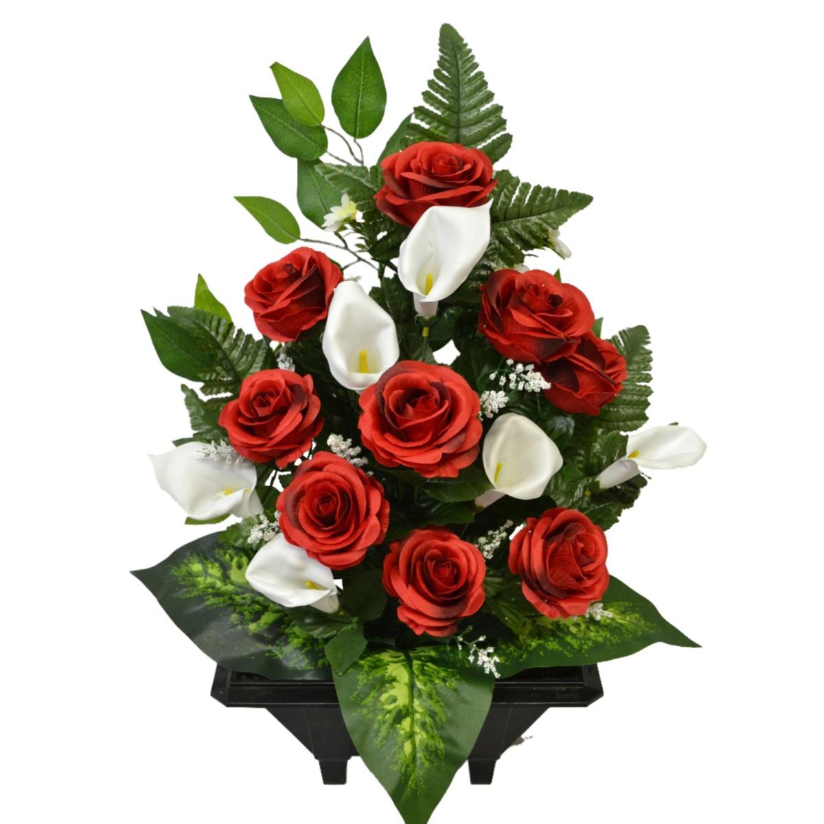 Jardinière de roses + arums + marguerites + ficus - 30 x H 60 cm - Différents modèles