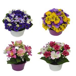 Composition florale avec pot - Hauteur 20 - 26 cm - Différents modèles