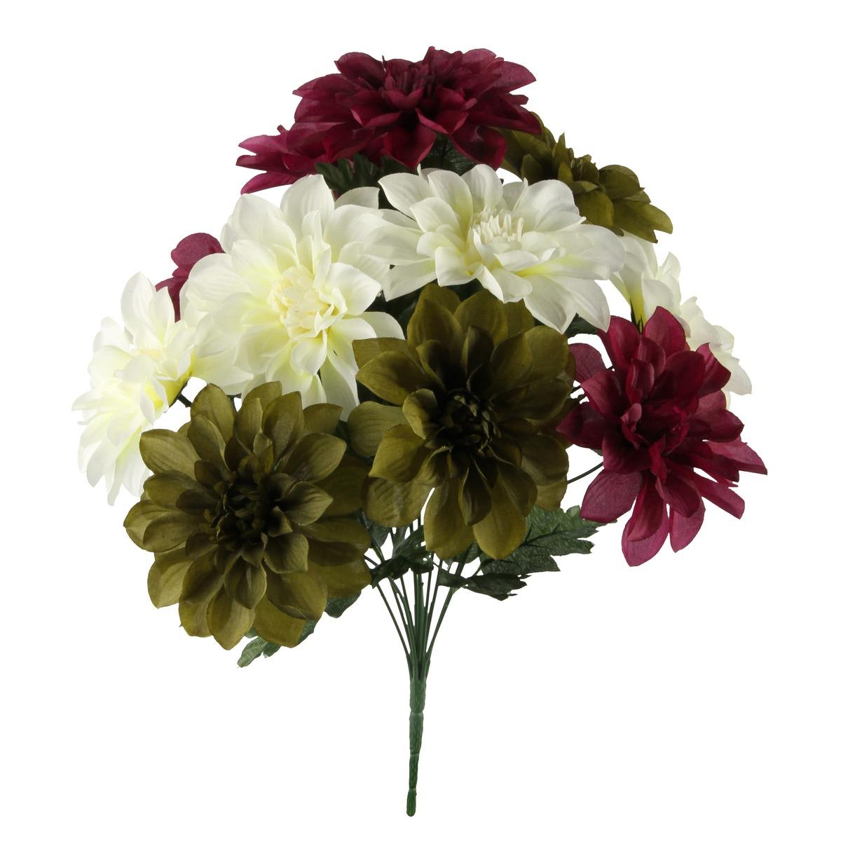 Bouquet 12 dahlias artificiels - Hauteur 43 cm - Différents modèles